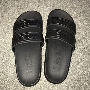 Black VS slip on sandals